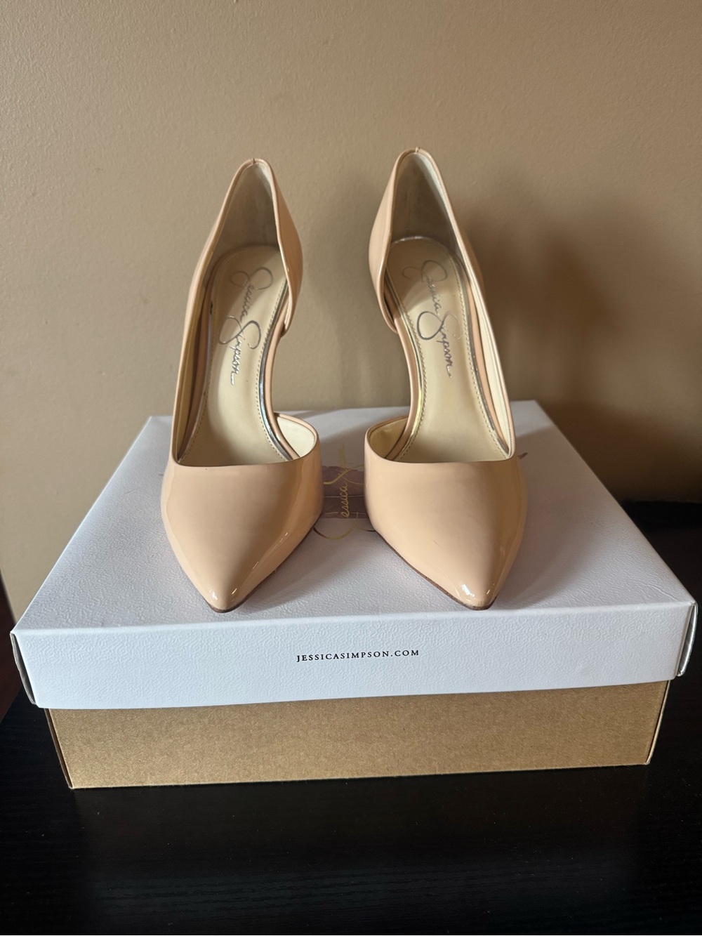 Jessica Simpson JS-Prizma Patent Heels (in color Sand Dune) - Picture 2 of 7